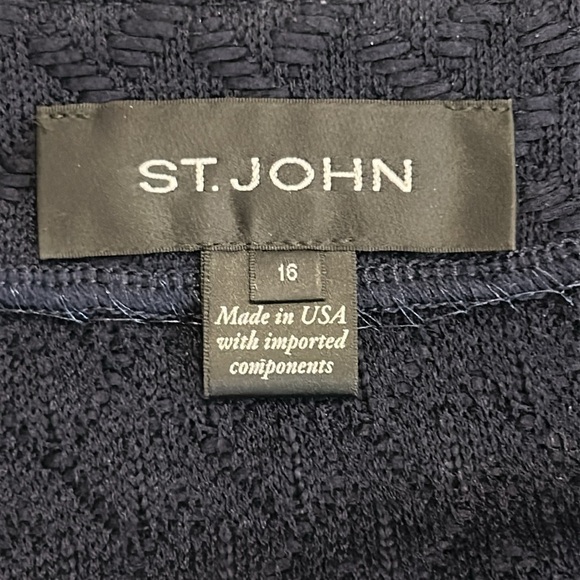 St. John 2 Pc Blue Knitted Wool Blend Dress w/Matching Long Jacket Sz 16 - Picture 11 of 17